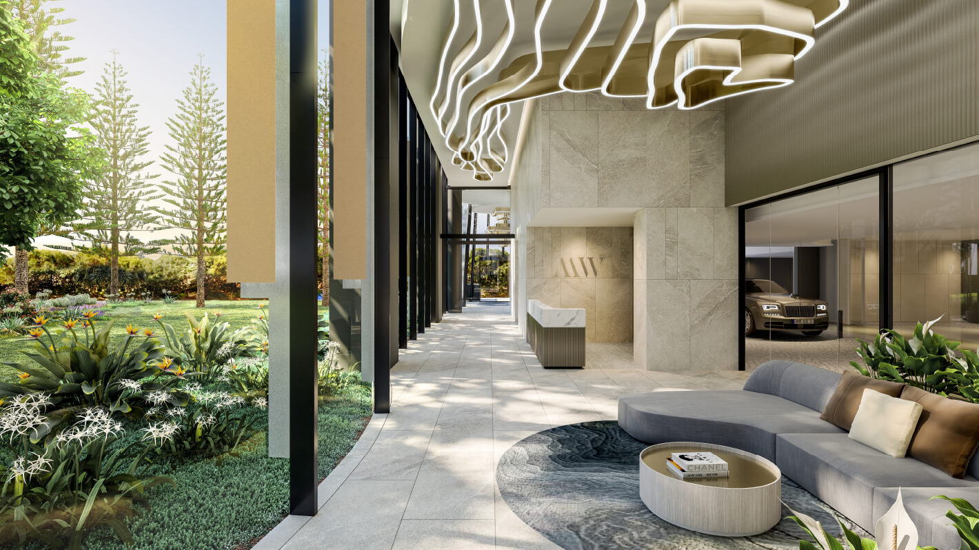 ground floor lobby reception and automated parking