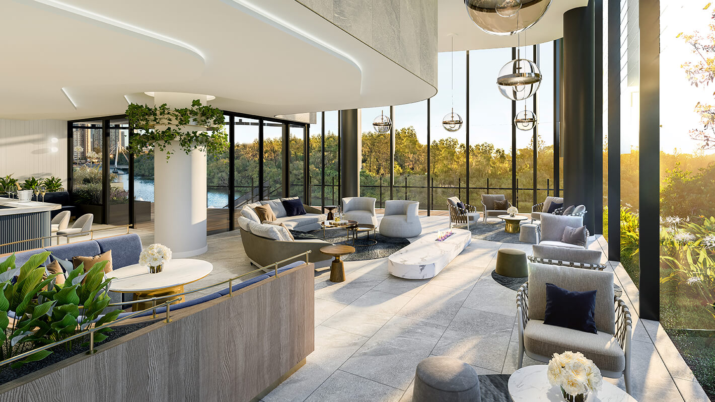 grround level marina lounge and river moorings